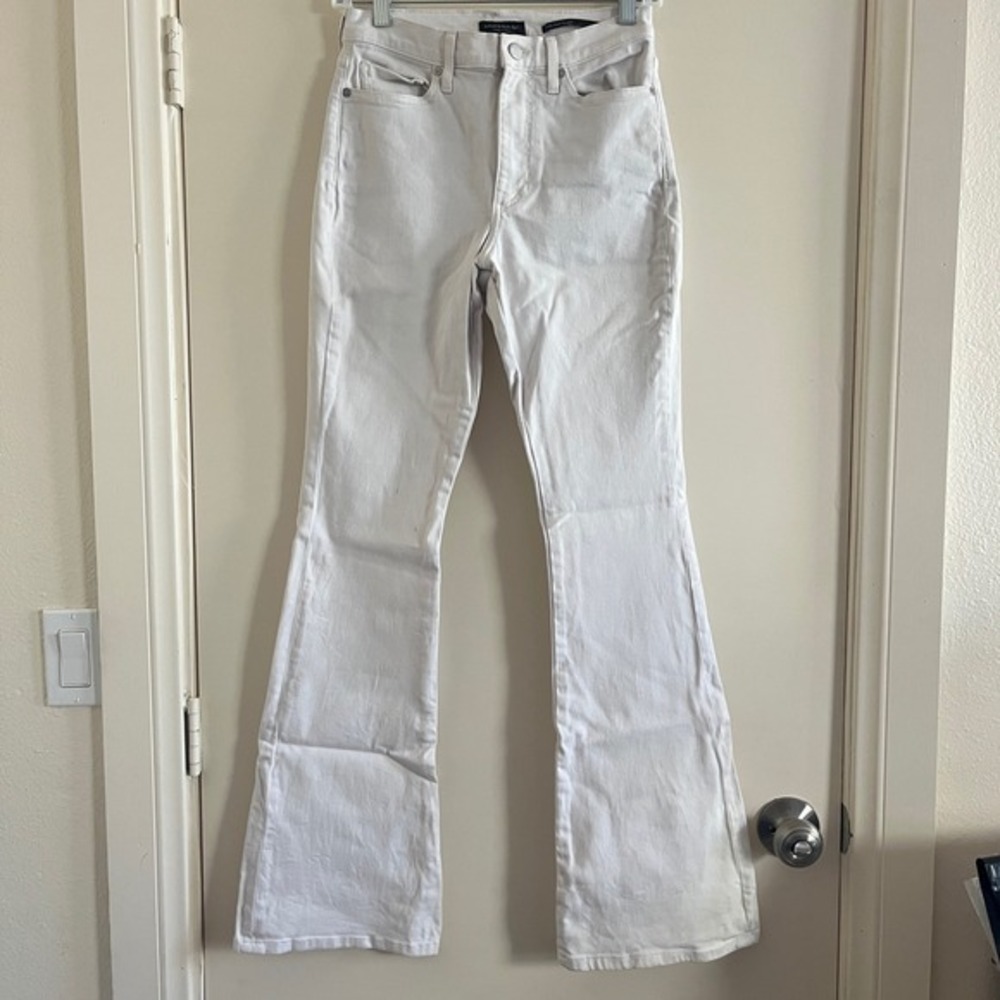 Banana‎ Republic Women High Rise Flare Jeans 27 White Stretch Bell Bottom Casual